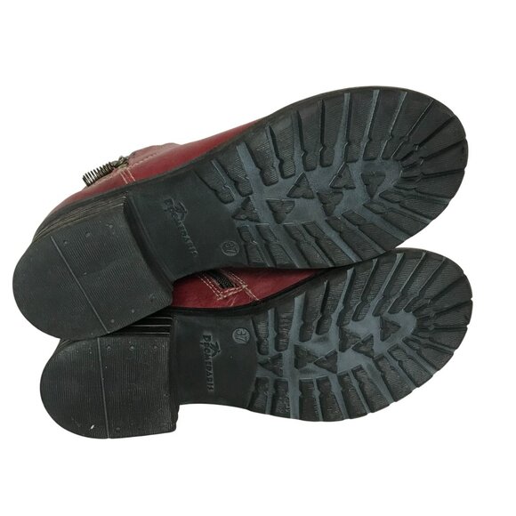 DROMEDARIS Womens Ankle Boots Red Leather Made Portugal Size 6.5/37 - Picture 5 of 11